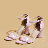 Blush Pink Open-Toe Block Heels –  3-3.5 Inches Adjustable Strap|  CustomiSable